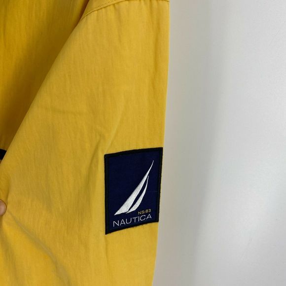 VTG Nautica Mens Jacket XL Bright Yellow Blue Zip - Picture 4 of 7